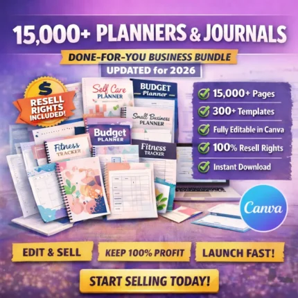 ( ON SALE!) 15,000+ Pages PLR Planners, Journals, Trackers, Printable | With Master Resell Rights | Private Label Rights ( NEW PLR/MRR )
